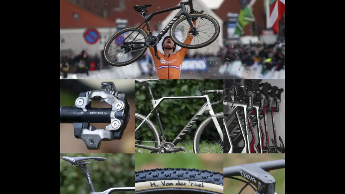 We profile Mathieu van der Poel's winning Canyon Inflite CF SLX. 2019 Cyclocross World Championships, Bogense, Denmark. © Cyclocross Magazine