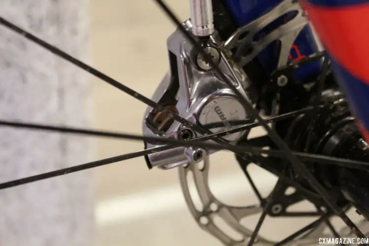 Although we had to get creative with the photo, Pidcock's brakes were the SRAM RED HRD calipers. Tom Pidcock's 2019 World Championships S-Works CruX. © Z. Schuster / Cyclocross Magazine