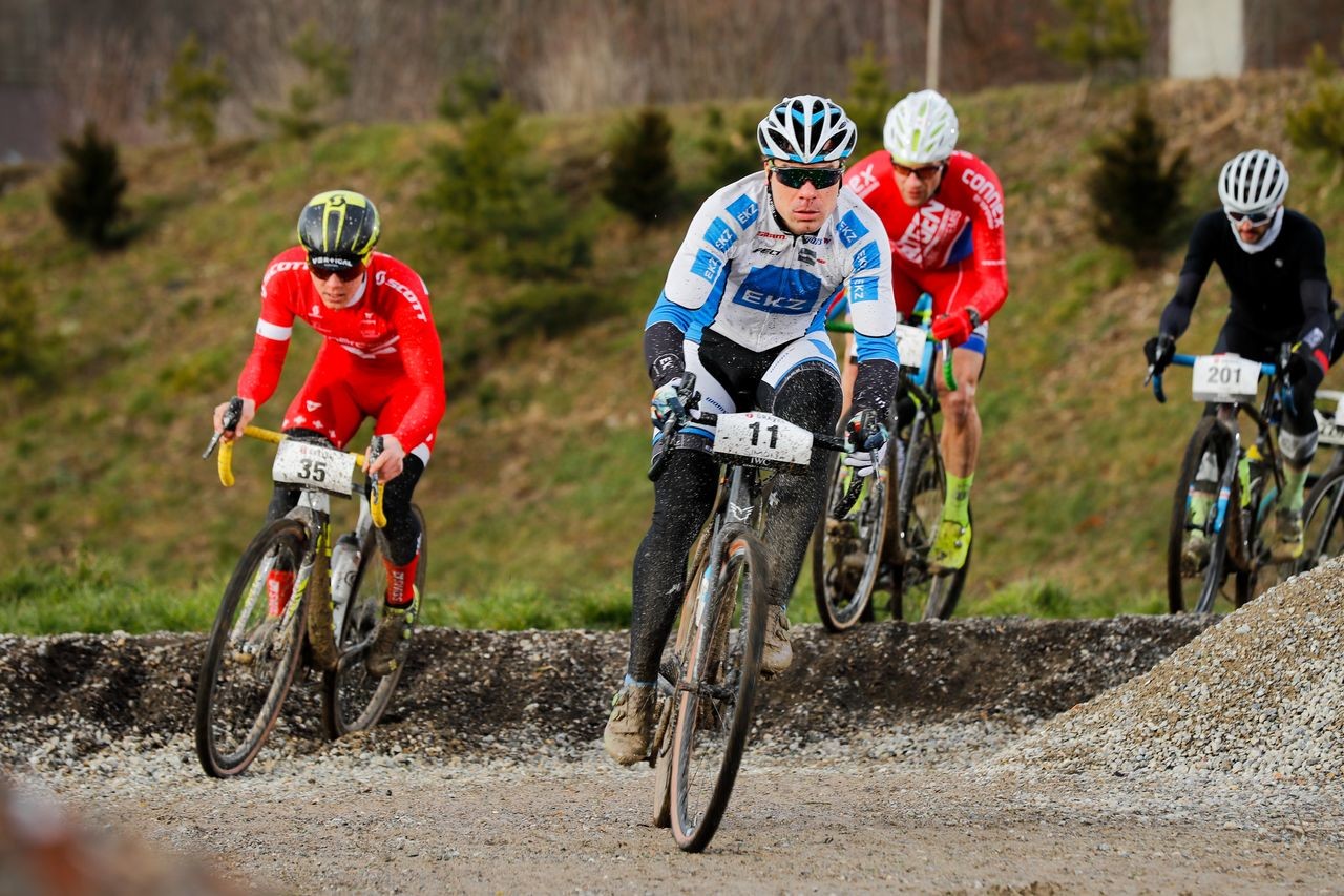 Riders make their way through gravel pit, during the gravel race. 2019 Tortour Winter Gravel Stage Race, Switzerland. © alphafoto.com