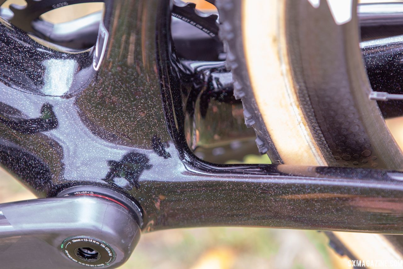 The Super Prestige is built for cyclocross racing, with a tight fit for 33mm tires. Wout van Aert's Stevens Super Prestige cyclocross bike. © A. Yee / Cyclocross Magazine
