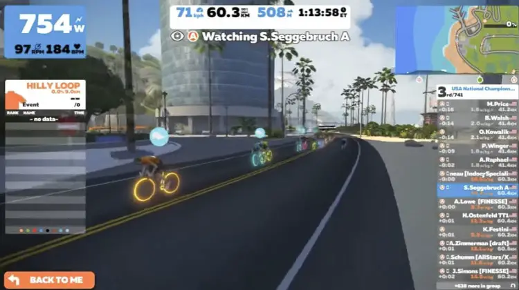 The Men's race finished with a sprint as well. photo: Zwift Nationals live stream