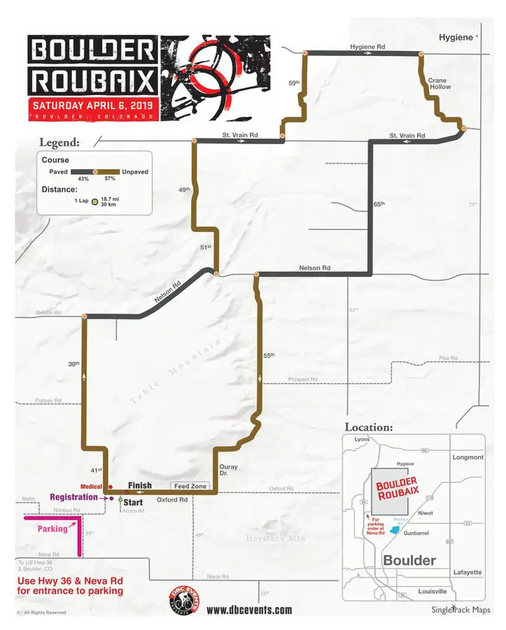 2019 Boulder Roubaix Course Map