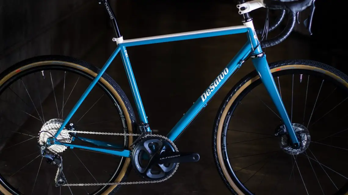DeSalvo's 20th anniversary steel gravel bike pays homage to the 1968 VW crew cab truck/bus he sold to acquire his framebuilding equipment. 2019 NAHBS Sacramento. © A. Yee / Cyclocross Magazine