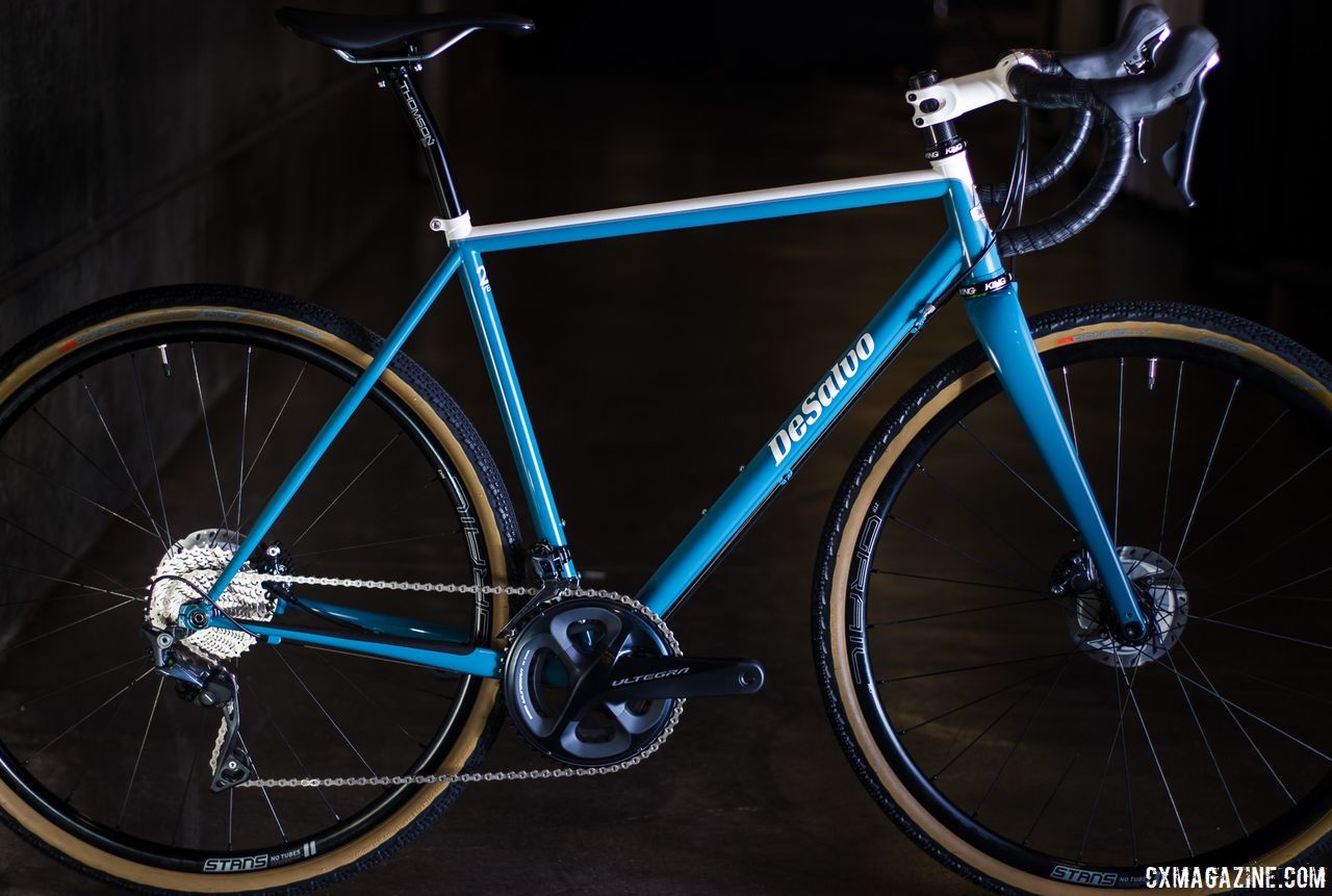 DeSalvo's 20th anniversary steel gravel bike pays homage to the 1968 VW crew cab truck/bus he sold to acquire his framebuilding equipment. 2019 NAHBS Sacramento. © A. Yee / Cyclocross Magazine