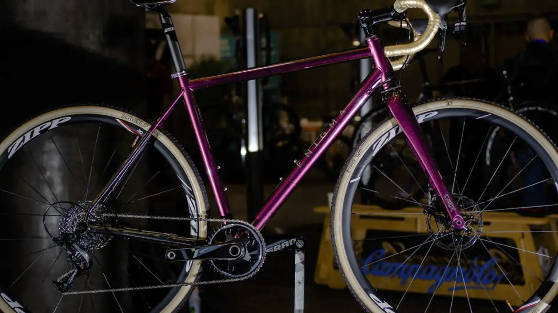 It's an enigma... Enigma titanium cyclocross bike. 2019 NAHBS Sacramento. © A. Yee / Cyclocross Magazine