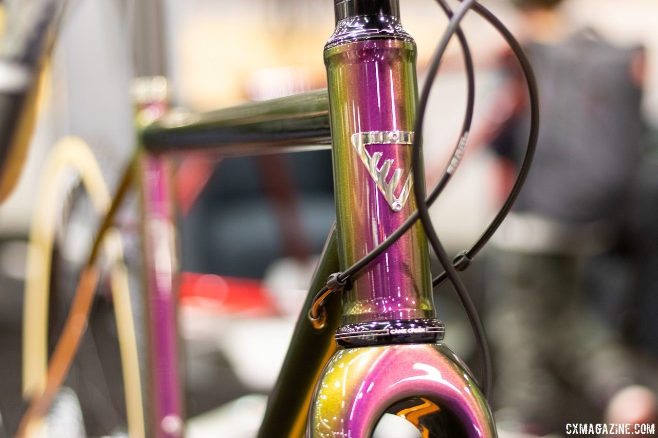 This titanium cyclocross bike from Enigma was on display at the 2019 NAHBS show. Enigma titanium cyclocross bike. 2019 NAHBS Sacramento. © A. Yee / Cyclocross Magazine