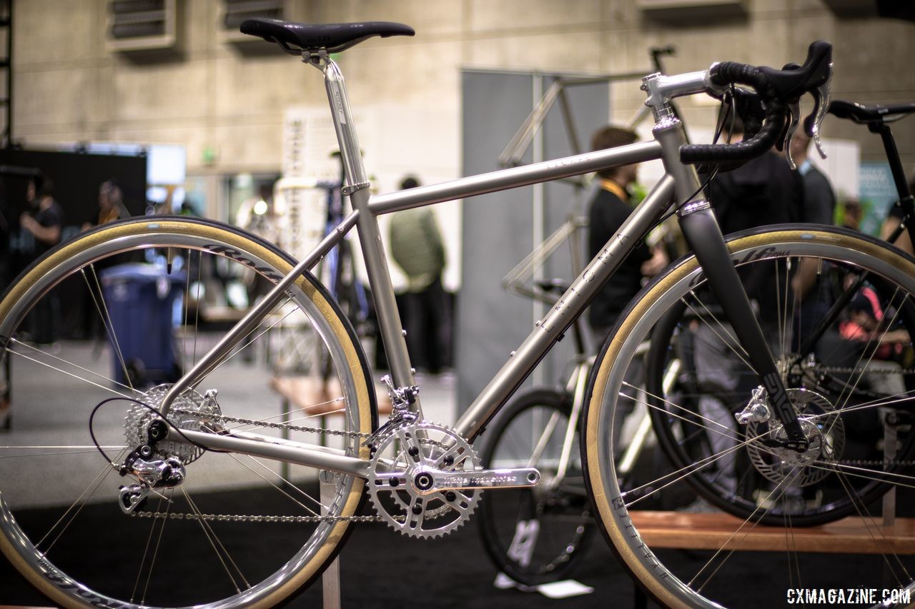 A titanium Engima Escape with polished Campagnolo components made for James Huang. 2019 NAHBS Sacramento. © A. Yee / Cyclocross Magazine