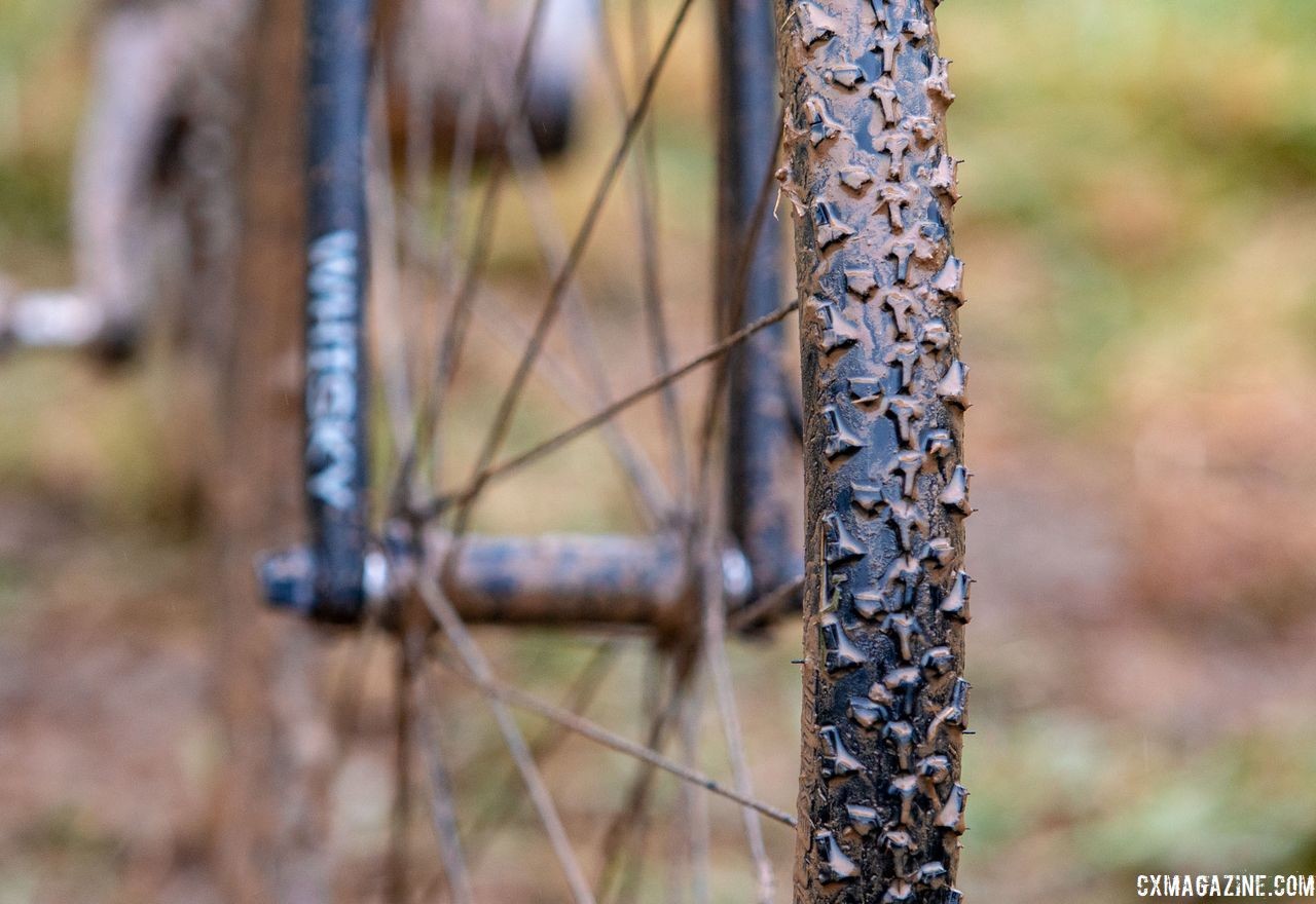 San Roman used Donnelly PDX tires in Louisville. Vida Lopez de San Roman's Sycip cyclocross bike. 2018 Cyclocross National Championships V2. Louisville, KY. © Cyclocross Magazine