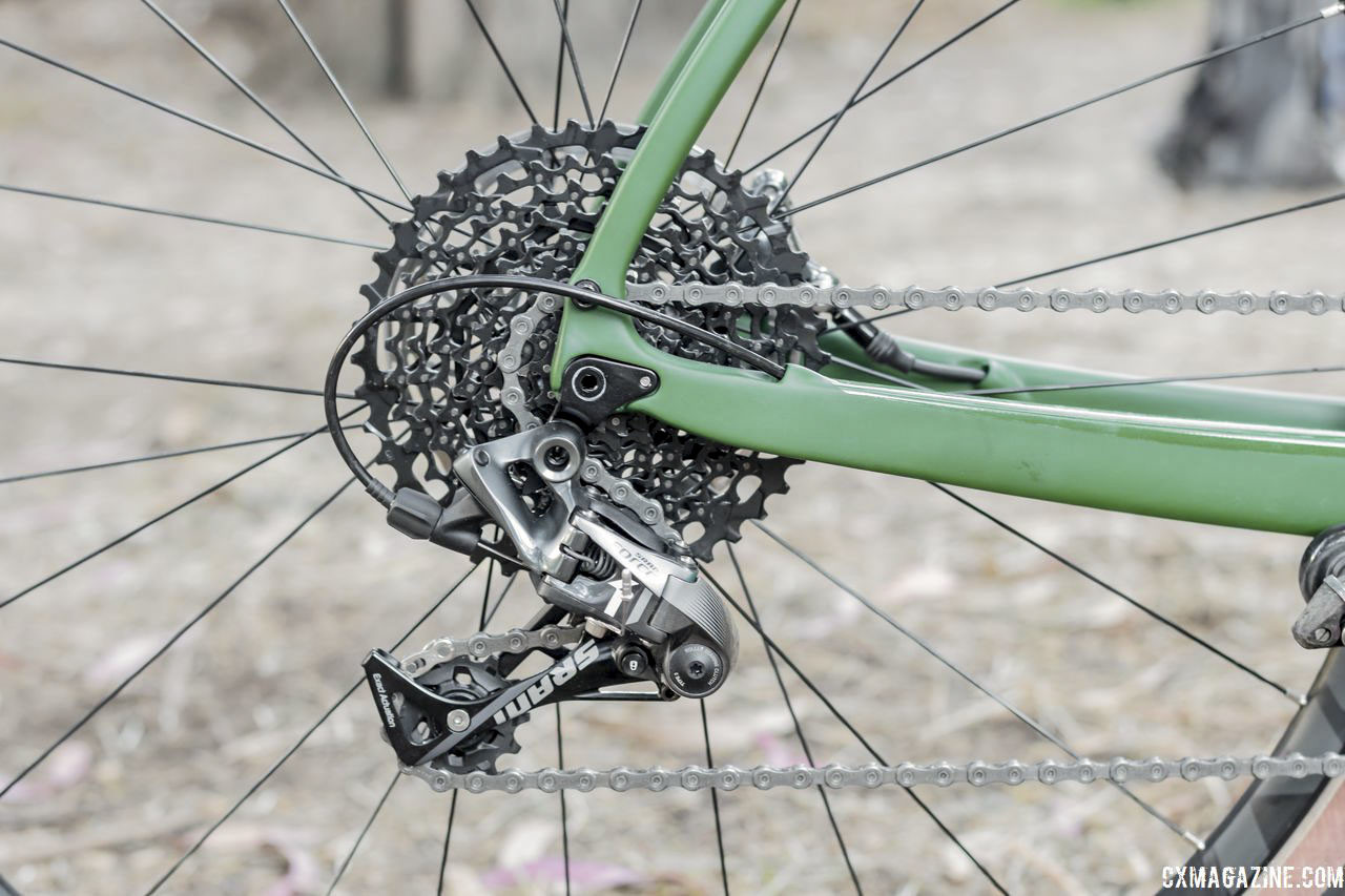 The Libre DL comes with a 1x drivetrain with a SRAM Force 1 rear derailleur. Kona Libre DL Gravel/Adventure Bike. © C. Lee / Cyclocross Magazine