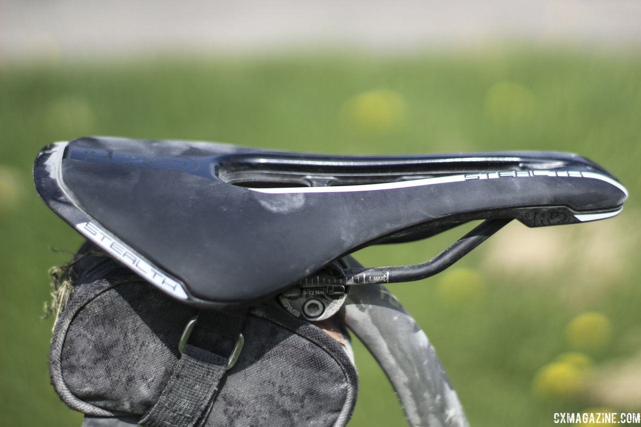 A custom titanium seatpost holds Legan's Pro Stealth saddle. Kristen Legan's Titanium Firefly Cyclocross/Gravel Bike. © Z. Schuster / Cyclocross Magazine
