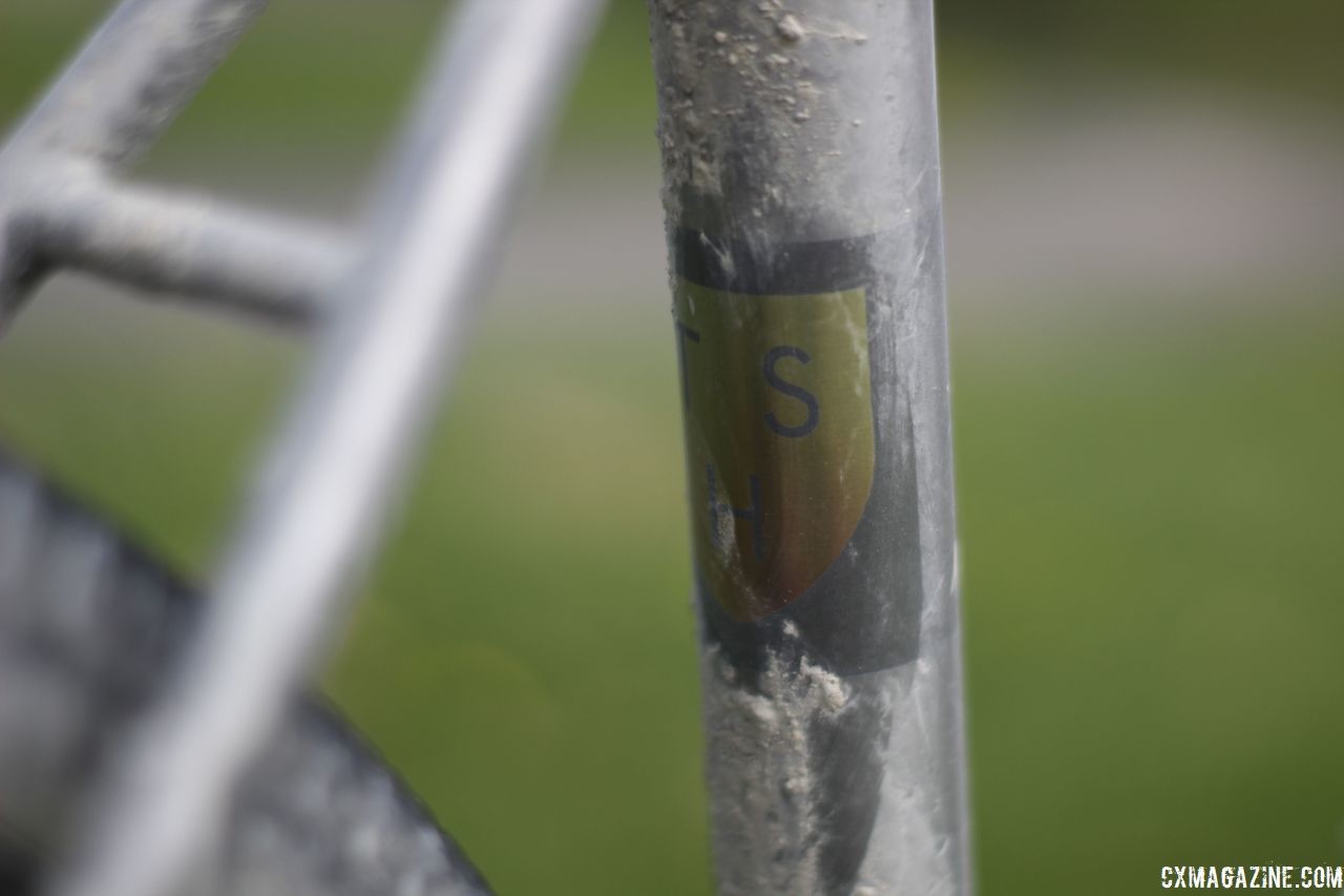 Program sponsor Tenspeed Hero gets a shoutout on Legan's bike. Kristen Legan's Titanium Firefly Cyclocross/Gravel Bike. © Z. Schuster / Cyclocross Magazine