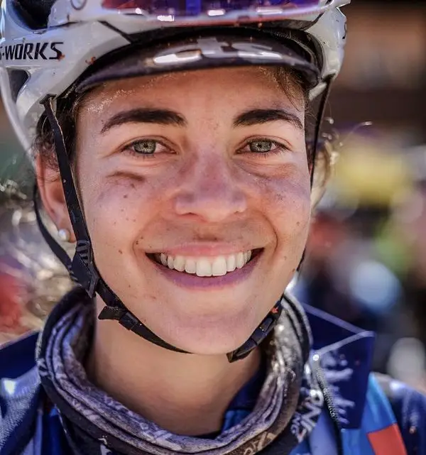 Nina Laughlin was all smiles after winning the Land Run 100. photo: Jon Cartwright / Industry Nine