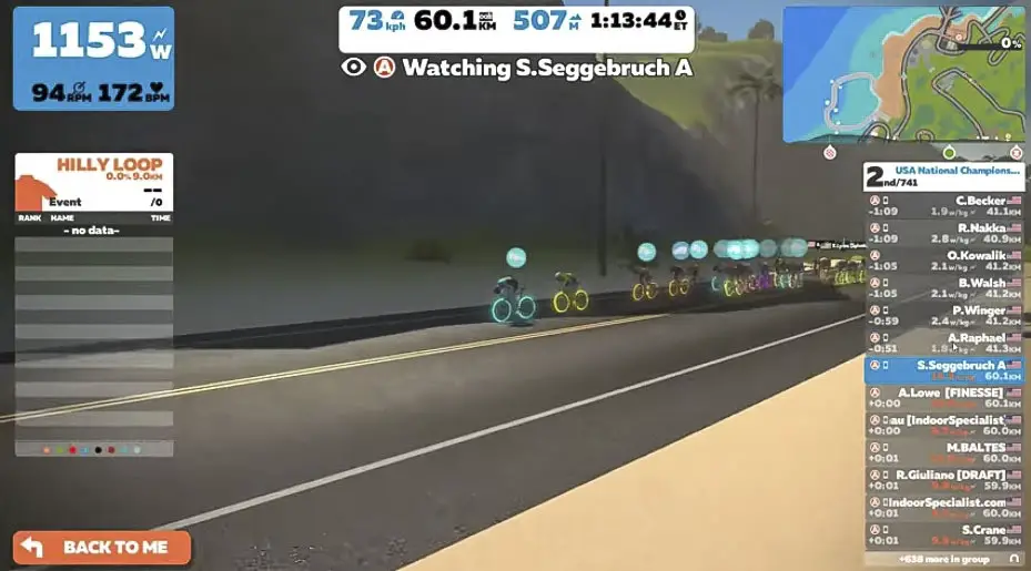 Zwift's sprints are tough to time and you have to have an aero power-up. 2019 U.S. Zwift Nationals. photo: Zwift live stream