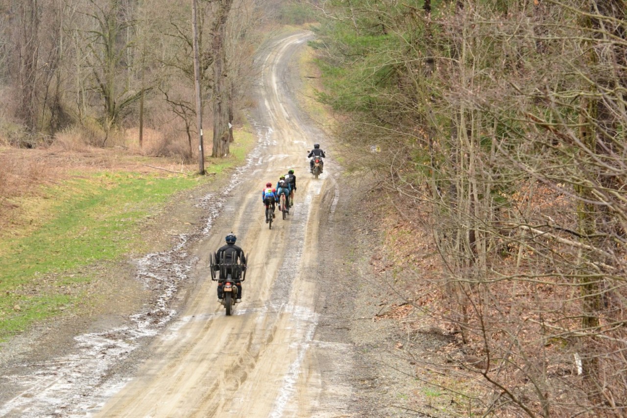 The gravel motos follow race leaders Curtis White, Jeremy Powers and Anthony Clark. 2019 Prattsburgh Gravel Classic, New York. © Anne Pellerin