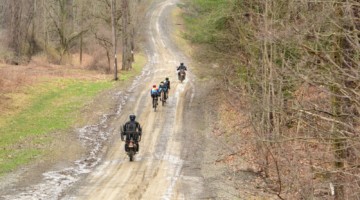 The gravel motos follow race leaders Curtis White, Jeremy Powers and Anthony Clark. 2019 Prattsburgh Gravel Classic, New York. © Anne Pellerin