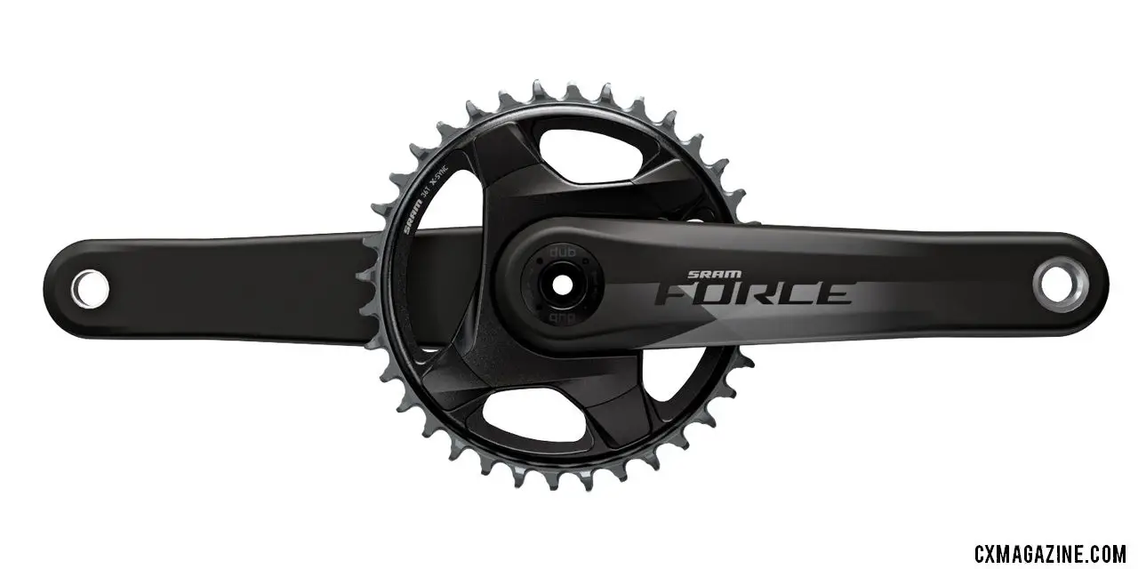 The SRAM Force eTap AXS crankset comes in 2x, 1x, and spider-based power meter options. The X-Sync2 rings are the exact same rings as used by the Red eTap AXS crank. SRAM unveils its new Force eTap AXS component group.