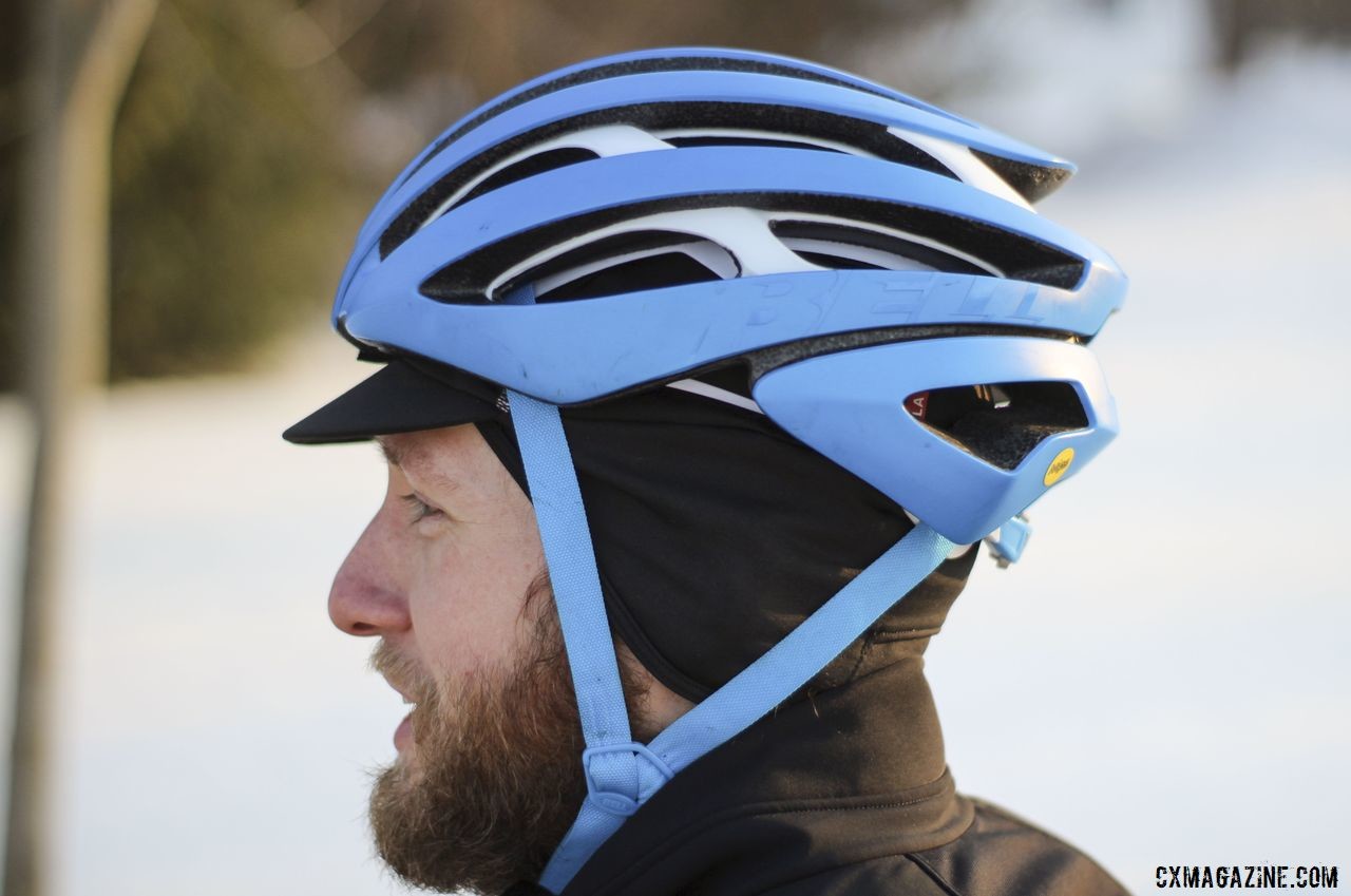 The helmet sits relatively low and can be accessorized for cold weather. Bell Z20 MIPS Bicycle Helmet. © Z. Schuster / Cyclocross Magazine