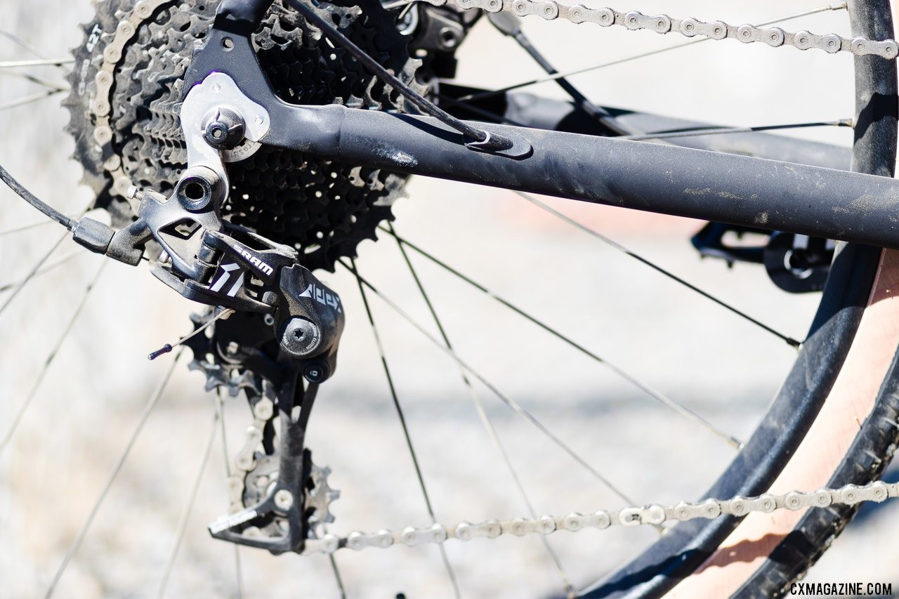 The Limited Edition SRAM Apex 1x11 Poseidon X pairs an Apex rear derailleur with a Microshift 11-42 cassette. 2019 Sea Otter Classic. © A. Yee / Cyclocross Magazine