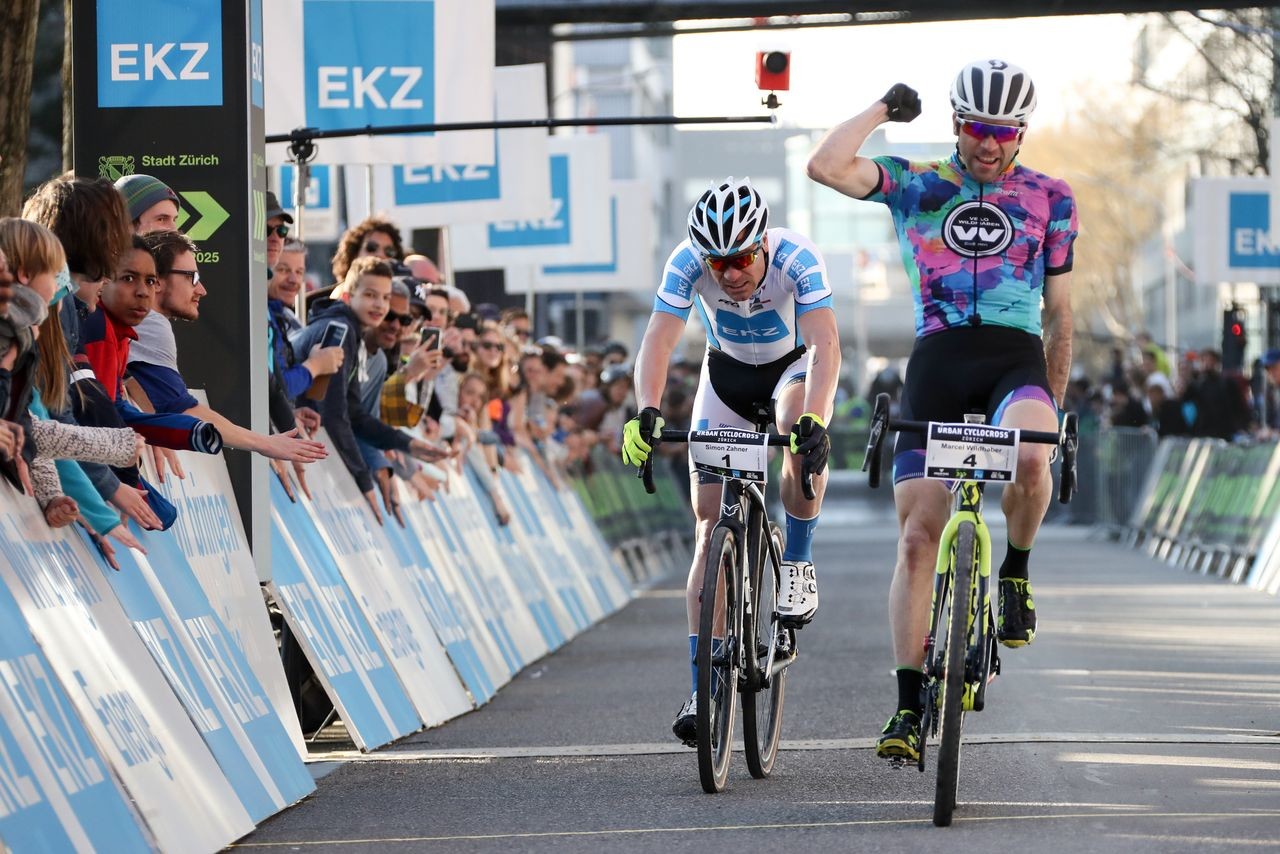 Marcel Wildhaber narrowly won for the Men. 2019 Urban Cyclocross Zürich, Switzerland. © Steffen Müssiggang / radsportphoto.net