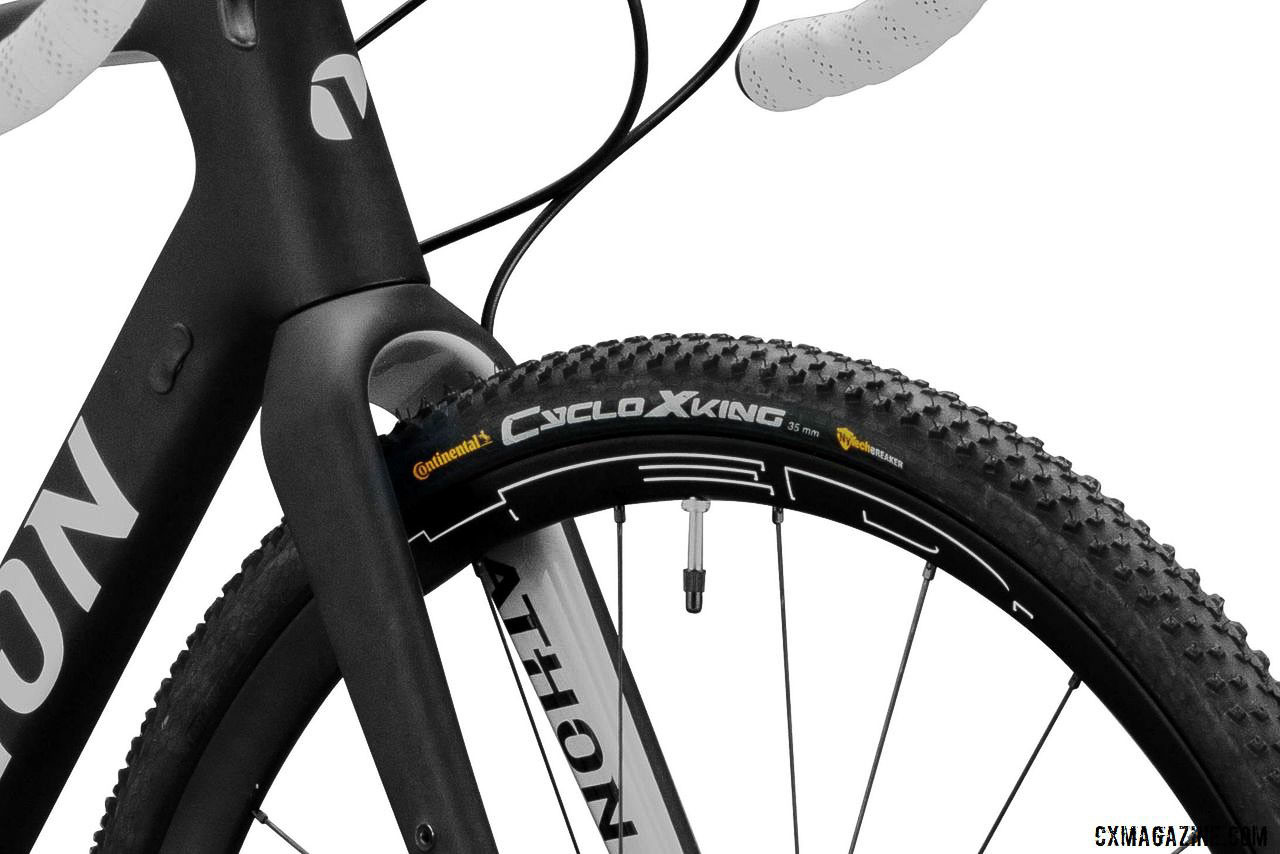 The G1 Force comes with Continental CycloX King folding-bead tires and HED Ardennes alloy tubeless clinchers. Viathon G1 Gravel Bike Launch