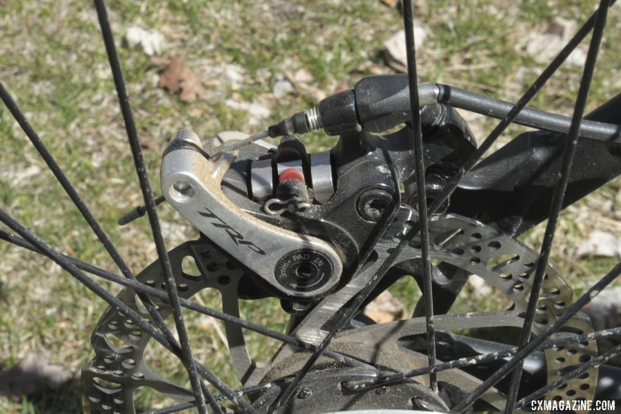 Shimano Tiagra has no hydraulic option, so the bike was equipped with TRP Spyre cable actuated brakes. Steve Westdorp's Alter Cycle Gravel Bike, 2019 Barry-Roubaix. © B. Grant / Cyclocross Magazine