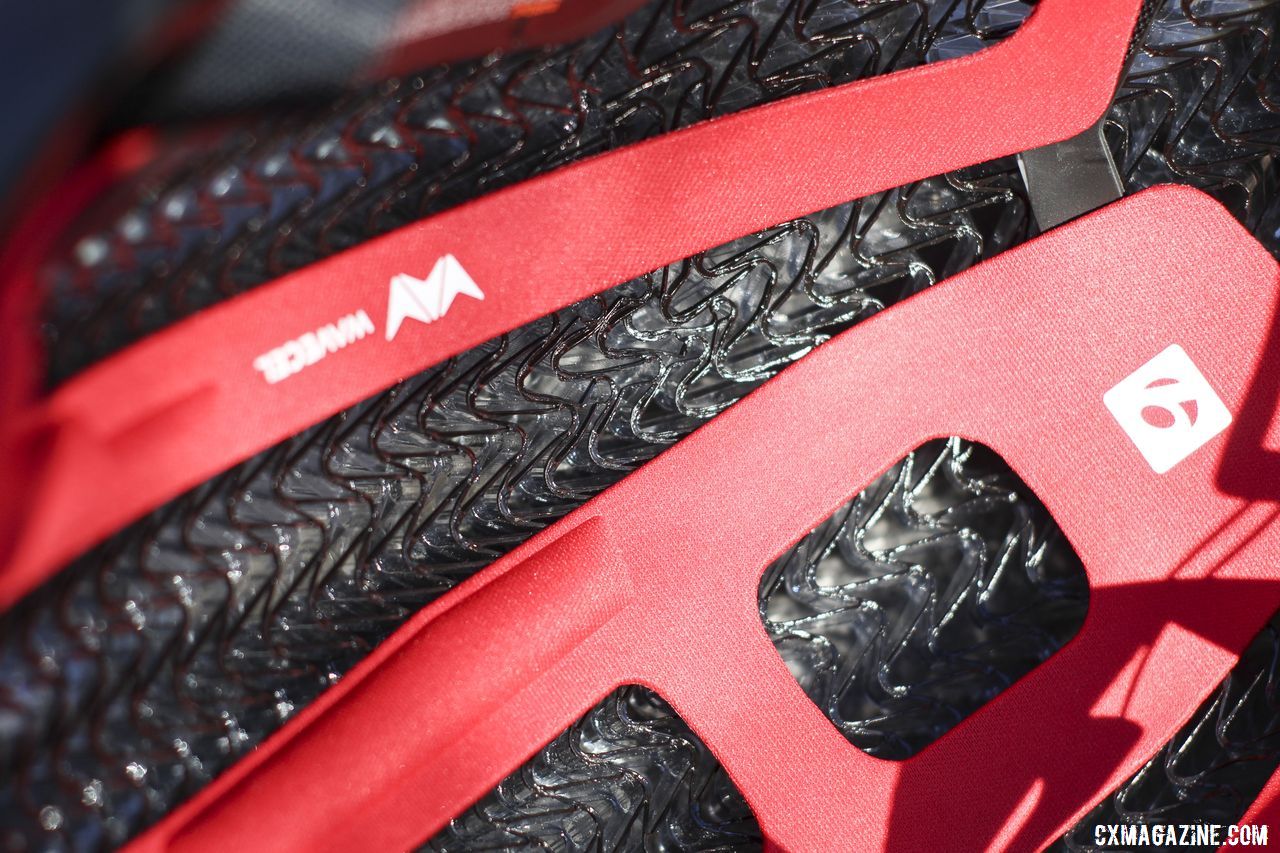 The WaveCel tech includes a honeycomb-like layer and interior padding.  Bontrager XXX WaveCel LTD helmet. © Z. Schuster  Cyclocross Magazine -  Cyclocross Magazine - Cyclocross and Gravel News, Races, Bikes, Media