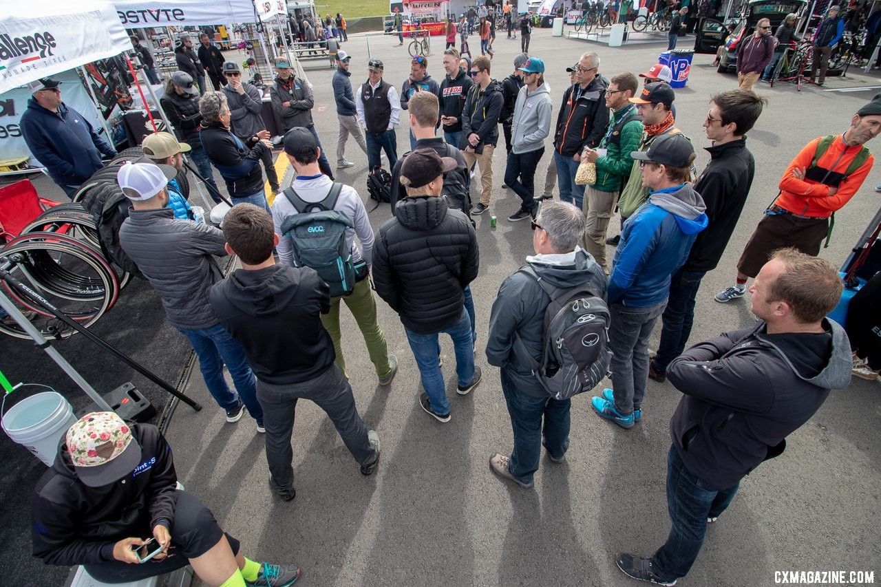 Many of the tire and wheel companies gathered to discuss and debate tire and wheel standards. 2019 Sea Otter Classic. © A. Yee / Cyclocross Magazine