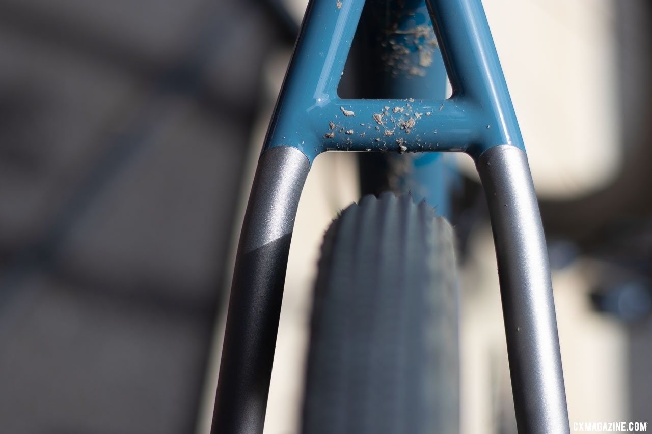 The gravel frame offers clearance for 43mm tires. Haley Cycles new made-in-USA titanium gravel bike. 2019 Sea Otter Classic. © A. Yee / Cyclocross Magazine