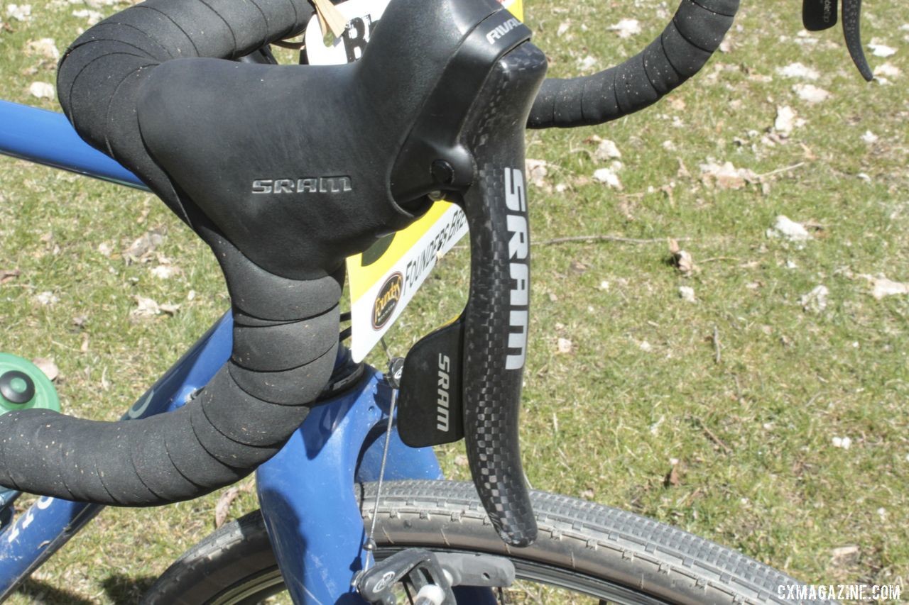 Horse Brand offers a SRAM build kit for its bikes, featured here is an older 10 speed Rival group. Nikola Perego's Horse Gravel Bike, 2019 Barry-Roubaix. © B. Grant / Cyclocross Magazine