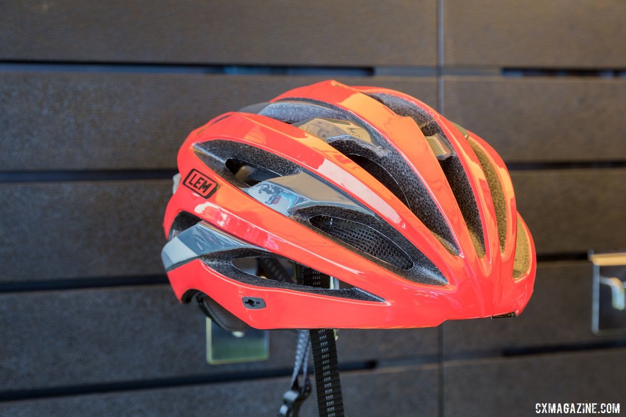 The LEM Gavia is a traditional road helmet with a removable visor. LEM Helmets, 2019 Sea Otter Classic. © C. Lee / Cyclocross Magazine