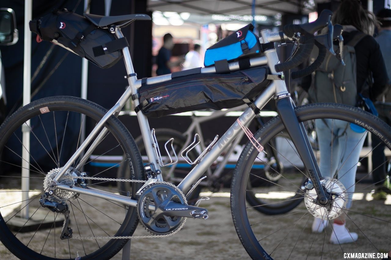 The Moots Routt 45 all ready for bikepacking. 2019 Sea Otter Classic. © A. Yee / Cyclocross Magazine