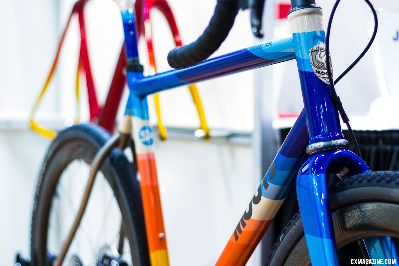 Moots also had this colorful Routt RSL on display at both 2019 NAHBS Sacramento and Sea Otter. The top-shelf gravel bike features clearance for 40mm tires and butted tubes. © A. Yee / Cyclocross Magazine