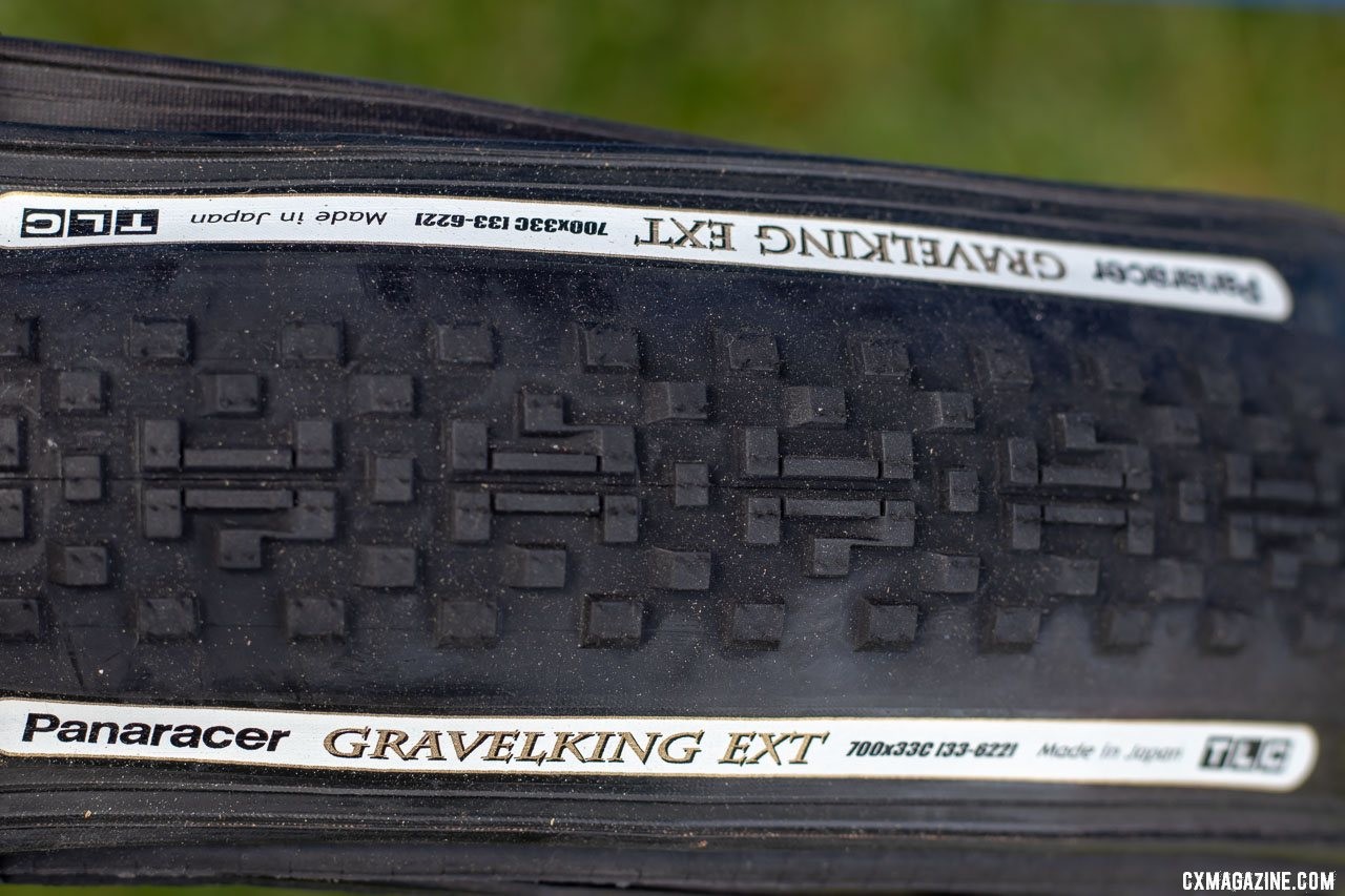 The Panaracer CXCG (Cedric Gracia) cyclocross tire now has a bigger sibling in the form of the GravelKing EXT (Extreme). It's a fast-rolling tread available in several widths for a variety of terrain. 2019 Sea Otter Classic. © A. Yee / Cyclocross Magazine