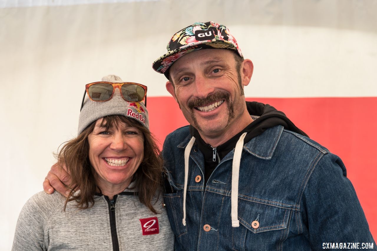 Rebecca Rusch and Yuri Hauswald were on hand for the launch of the Niner RDO 9 MCR full suspension gravel bike. Both are riding the new bike this summer. Niner Bikes MCR 9 RDO "Magic Carpet Ride," 2019 Sea Otter Classic © C. Lee