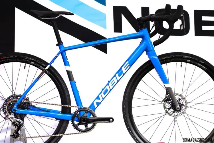 The $1999 Noble GX3 aluminum gravel bike comes with Rival 1, an 10-42 XD cassette, and Stans No Tubes Grail wheels. Noble cyclocross and gravel bikes. 2019 Sea Otter Classic. © A. Yee / Cyclocross Magazine