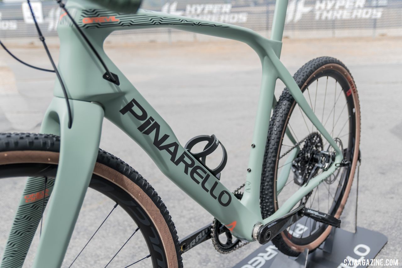 There are lots of interesting, asymmetric shapes on the Grevil. Pinarello Grevil Gravel Bike, 2019 Sea Otter Classic. © C. Lee / Cyclocross Magazine