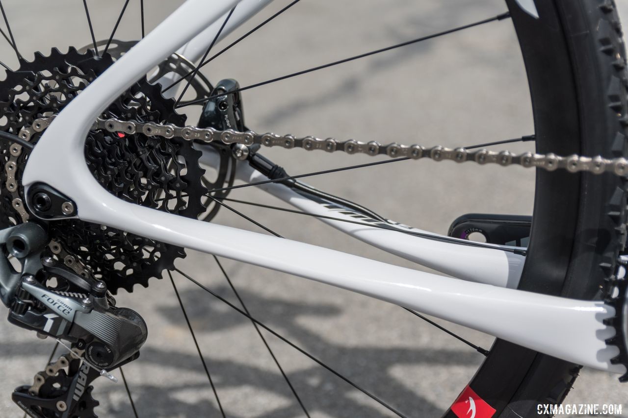 The Crossista has flattened flex stays. Pinarello Crossista Cyclocross Bike. © C. Lee / Cyclocross Magazine