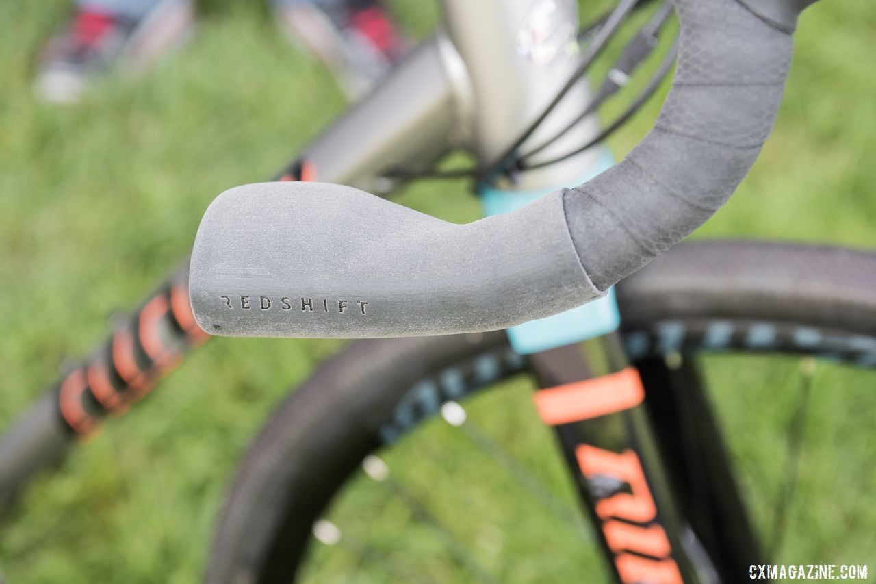 Ergonomic bar end grip is part of RedShift Sports drop bar grip system to fit on any bar. Redshift Sports, 2019 Sea Otter Classic. © C. Lee / Cyclocross Magazine