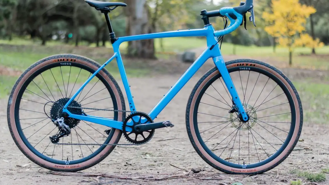 Our demo bike was set up with 650b road-plus tires and a dropper post. Thesis OB1 Do-It-All Carbon Bike. © C. Lee / Cyclocross Magazine