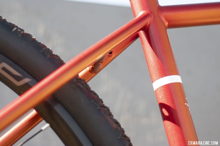 Van Dessel's newest do-it-all bike, the Day Ripper, has a metallic orange finish that sparkles in the sun. 2019 Sea Otter Classic. © A. Yee / Cyclocross Magazine
