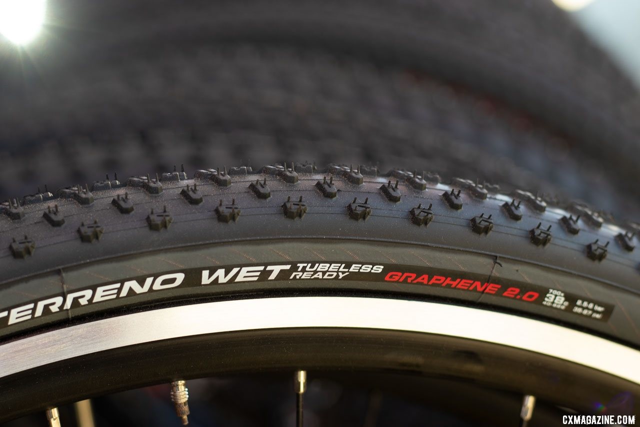 Can you see the diference? We couldn't, but these Terreno tires now feature Graphene 2.0, and is said to use three different compounds for better grip, rolling resistance and durability. 2019 Sea Otter Classic. © A. Yee / Cyclocross Magazine