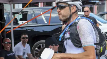 Sven Nys clearly approved of frites as a Checkpoint 3 fuel source. 2018 Dirty Kanza 200. © Z. Schuster / Cyclocross Magazine