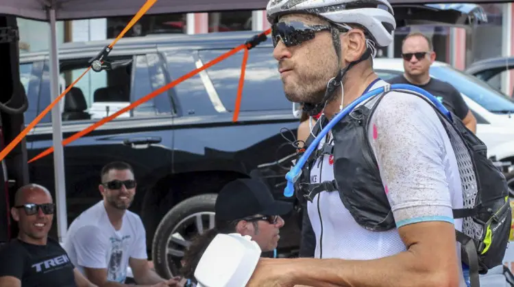 Sven Nys clearly approved of frites as a Checkpoint 3 fuel source. 2018 Dirty Kanza 200. © Z. Schuster / Cyclocross Magazine