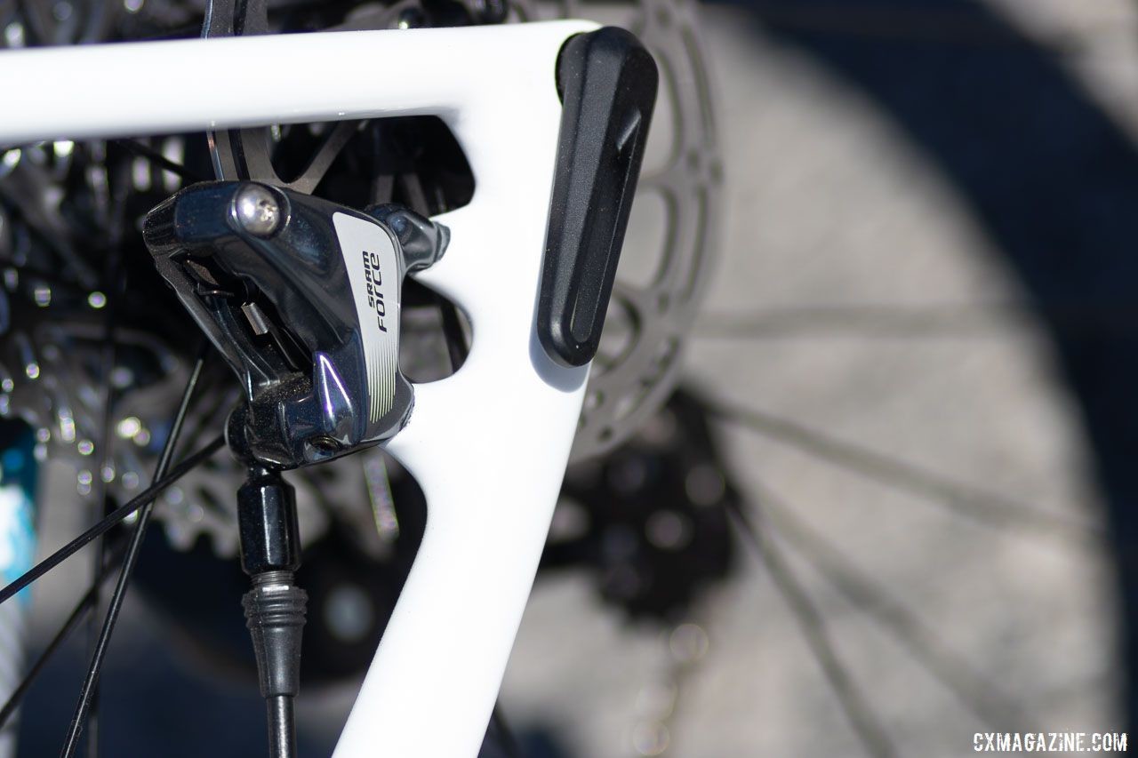 The Fx | Advanced+ | Force Cx1 comes with a 140mm rear rotor with an adapter. 2020 Fx | Advanced+ | Force Cx1 cyclocross bike. 2019 Sea Otter Classic. © A. Yee / Cyclocross Magazine