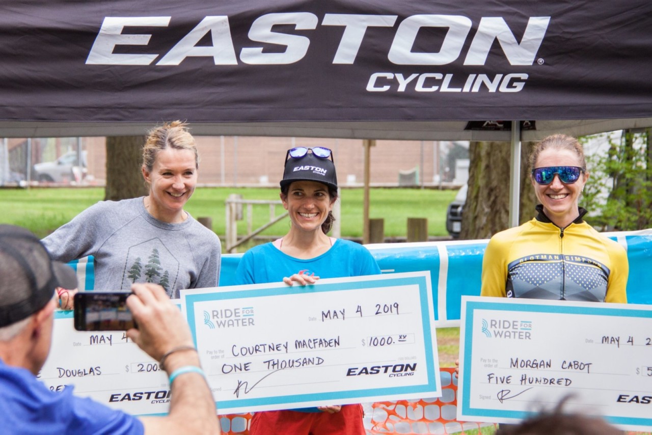 The Women's podium finishers took home a nice pay day. 2019 Ride for Water. © Liam Dueck