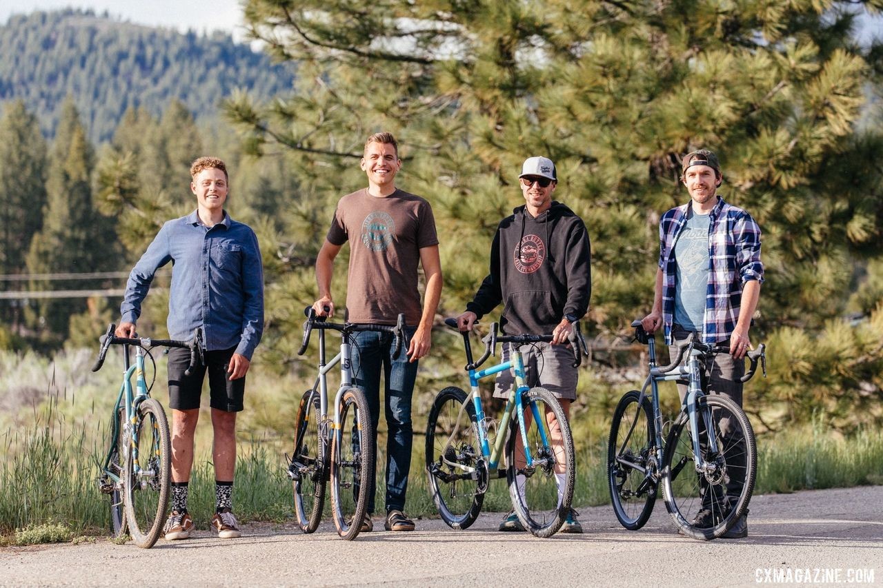 Four of the five builders pose with their bikes. © John Watson