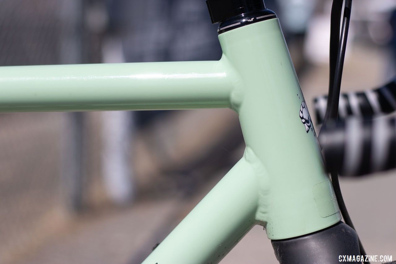 The Team AL frame uses an integrated headset. Aaron Bradford's Rock Lobster team cyclocross bike. 2019 Sea Otter Classic. © A. Yee / Cyclocross Magazine