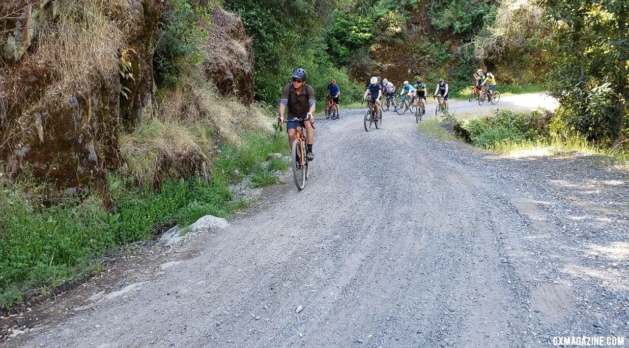 Riders begin the longest gravel climb of the day. 2019 Auburn Dirt Fondo gravel ride. © W. Hawkins / Cyclocross Magazine