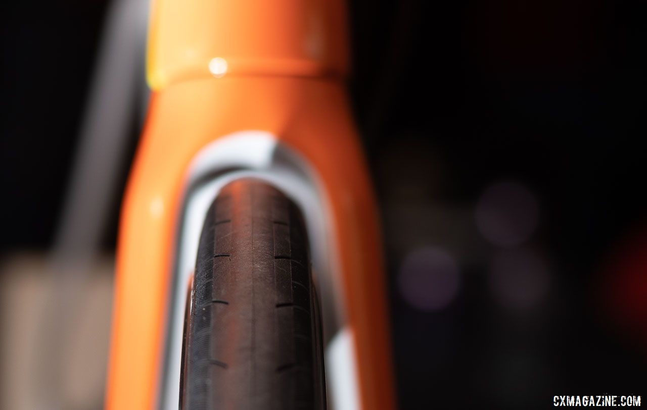 ENVE's new 25mm-wide SES 3.4 AR aero road wheelset turns 28mm road tires into 31mm wide. They'll consume most of a modern road bike's tire clearance. 2019 Sea Otter Classic. © A. Yee / Cyclocross Magazine