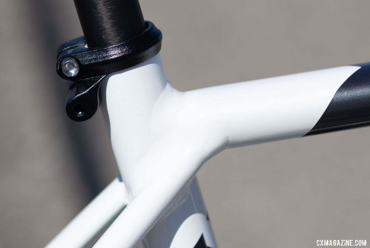 The proprietary seat clamp on the Felt is a clean, creative way to add rack mounts. The 2020 Felt Breed Force 1 gravel bike. 2019 Sea Otter Classic. © A. Yee / Cyclocross Magazine